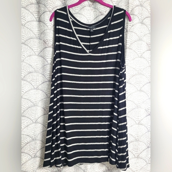 Lane Bryant Tops - Lane Bryant Black & Gray Stripe V-neck Tank Top Size 22/24